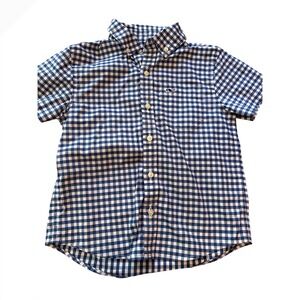 Vineyard Vines Boys Blue Gingham On-The-Go Performance Short Sleeve Shirt Size 6